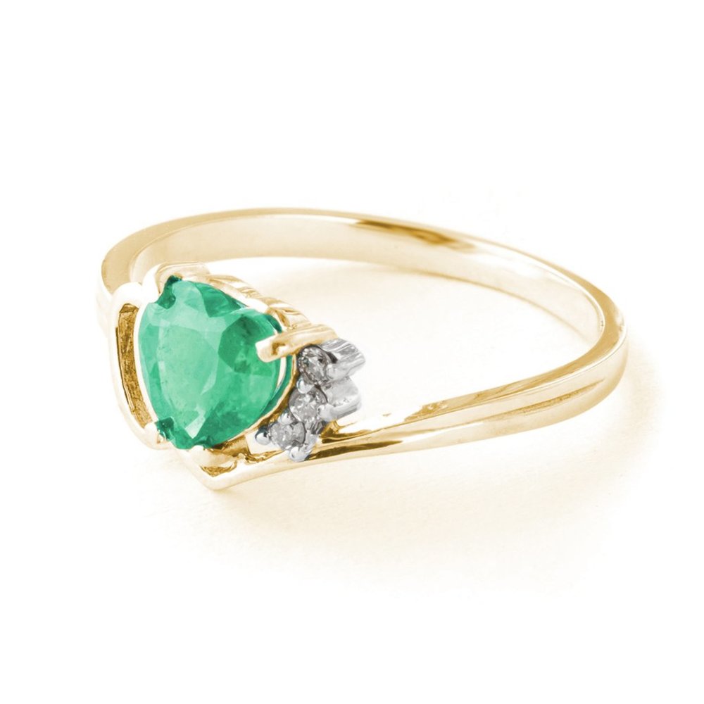 14K. SOLID GOLD RING WITH  DIAMONDS & EMERARALD - Picture 2 of 5